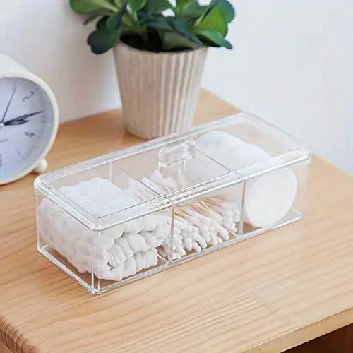 Clear Acrylic Three Compartment Organizer Box